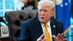 ABD Başkanı Donald Trump basın mensuplarına konuşuyor.