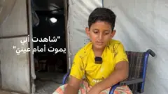 صورة لطفل فلسطيني في غزة يروي ما حدث لوالده