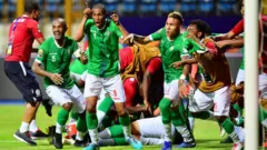 Les joueurs malgaches après leur victoire sur les Léopards de la RD Congo