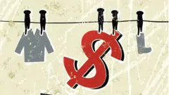 Dólar colgando como ropa
