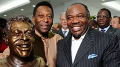 Pelé avec le président du Gabon Ali Bongo