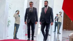 دیدار امانوئل مکرون و احمد شرع در کاخ ریاست جمهوری سوریه