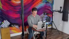 man working from home