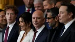 Mark Zuckerberg, Lauren Sánchez, Jeff Bezos, Sundar Pichai e Elon Musk