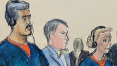 Foto gosiri mgbe a kpụtara Nicolas Maduro, nwunye ya n'ụlọikpe n'Amerịka