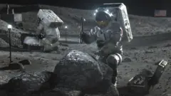 月面にある2人のNASA宇宙飛行士の芸術的な絵