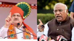 बीजेपी अध्यक्ष जेपी नड्डा और कांग्रेस अध्यक्ष मल्लिकार्जुन खड़गे
