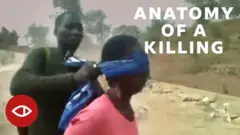 Video foto from di viral clip wia one soldier dey push woman wey get blindfold for eye