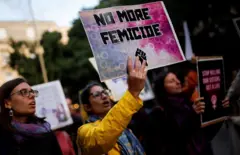People attend a demonstration to protest against femicide, sexual violence and all gender-based violence ahead of the International Day for Elimination of Violence Against Women, in Valletta, Malta, on 23 November 2025