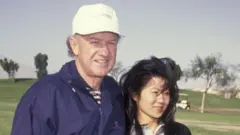 Actor Gene Hackman and im wife Betsy attend Mission Hills Pro-Celebrity Sports Invitational on November 30, 1991 for Rancho Mirage for Los Angeles, California