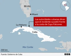 Mapa de Cuba con el punto en el que se produjo el incidente.