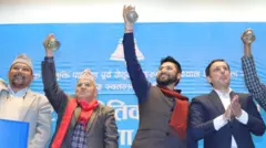 राष्ट्रिय स्वतन्त्र पार्टीको बृहद् राजनीतिक समायोजन घोषणा सभामा नेताहरू