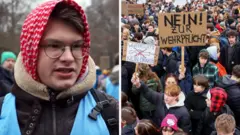 兵役導入に抗議する学生たち