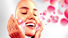 一个女士正在洗脸