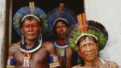 Members of the Kayapo people in the Amazon Basin, 2002