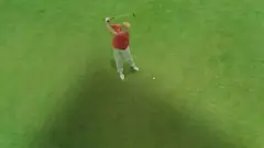 Image taken from Ayatollah Khamenei's Twitter account that appears to show Donald Trump playing golf below a large drone