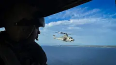 A helicopter seen from