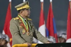 ၂၀၂၆ ခုနှစ်၊ မတ်လ ၂၇ ရက်တုန်းက နေပြည်တော်မှာ ပြုလုပ်တဲ့ စစ်ရေးပြပွဲမှာ မြင်ရတဲ့ ဗိုလ်ချုပ်မှူးကြီး မင်းအောင်လှိုင်