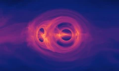 รูปคู่หลุมดำสีแดงเพลิง