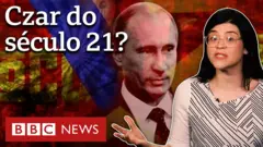 A repórter Camilla Veras Mota, com foto de Vladimir Putin ao fundo e o texto: "Czar do século 21?"