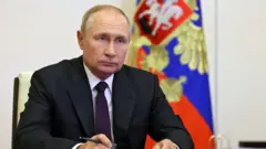 Russian President Vladimir Putin attends an extraordinary meeting of the Collective Security Council of the Collective Security Treaty Organization (CSTO) via video conference call at the Novo-Ogaryovo state residence, outside Moscow, Russia, 13 September 2022. Armenia asked for help from Russia, the CSTO and the UN in a new clash with Azerbaijan.