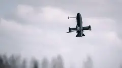 Український безпілотник-перехоплювач P1-Sun компанії SkyFall під час випробувань у березні 2026 року