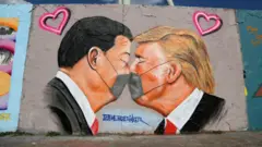 Сі Цзіньпін і Дональд Трамп - графіті в Німеччині під час пандемії коронавірусу 