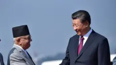 नेपाल के प्रधानमंत्री और चीन के राष्ट्रपति 
