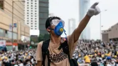 હૉંગકૉંગમાં વિરોધ પ્રદર્શનની તસવીર