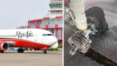 Max Air plane two tyre burst during landing for Abuja airport