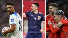 England's Jude Bellingham, Scotland's John McGinn and Wales's Harry Wilson