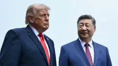 習近平望著特朗普笑
