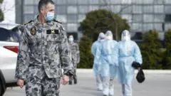 Australian Defence Force (ADF) staff arrive at Epping Gardens Aged Care Facility in Epping, outskirts of Melbourne, Australia