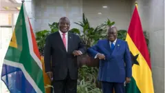 Nana Akufo-Addo: Forbes african of the year host Cyril Ramaphosa of South Africa in Ghana