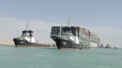 The Ever Given on the move