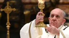 Pope Francis celebrates a Christmas Eve Mass. Photo: 24 December 2020
