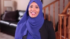 Journalist Hodan Naleyah is seen during a BBC interview