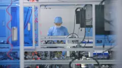 চীনের একটি কারখানায় টেস্টিং কিট তৈরির কাজ চলছে।