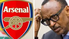 Aworan aarẹ Kagame ati ami idanimọ Arsenal