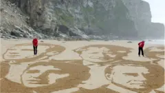 Activists on a beach