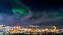 An image of Aurora Borealis in Murmansk, Russia