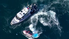 Police patrol boats at the scene on Wednesday