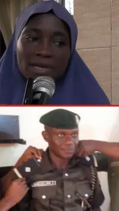 A collage of a woman and a police officer