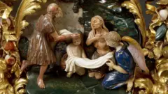 Um relicário italiano do século 18 (ou recipiente de relíquias) representando Santa Maria