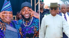 Ademola Adeleke, David Adeleke (Davido) and FCT Minister Nyesom Wike