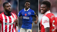 Inaki Williams of Athletico Madrid, Tariq Lamptey of Brighton and Thomas Partey of Arsenal dey among di players wey make de list