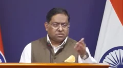 भारतीय विदेश मन्त्रालयका प्रवक्ता रणधीर जयसवाल पत्रकार सम्मेलनमा बोल्दै