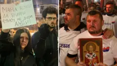 Protivnici i pristalice Srpske napredne stranke na skupovima u Beogradu 