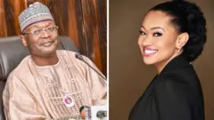 Inec Chairman Prof. Ibrahim Mahmood and senator Natasha Akpoti-Uduaghna