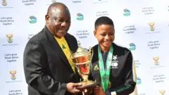 South African President welcome the women national football team afta AFCON win